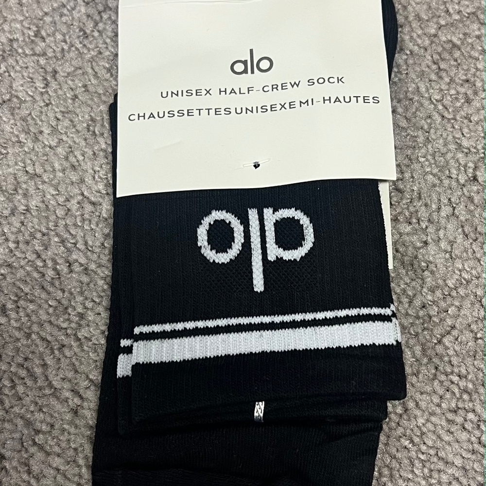 ALO Yoga Black Unisex Half-Crew Socks Large
